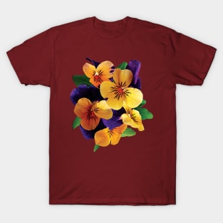 Orange and Purple Pansies T-Shirt